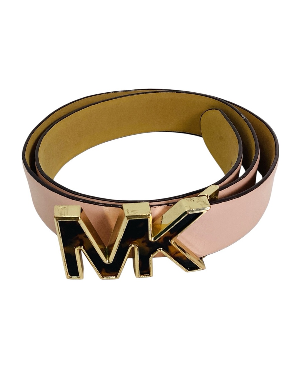 🦋 Michael Kors Leather Belt with Gold MK Buckle